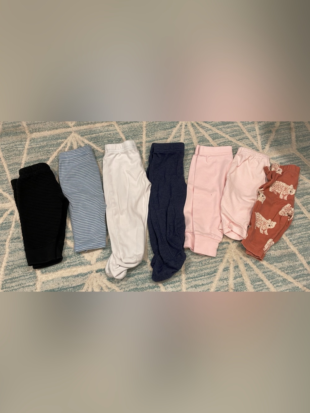 Mixed Baby Pants Bundle in Navy, White, Pink, Blue Stripes, Black